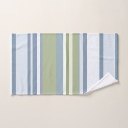 Dark Pastel Blue and Spring Rain Stripes Bad Handdoek (Handdoek)