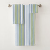 Dark Pastel Blue and Spring Rain Stripes Bad Handdoek (Insitu)