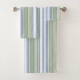 Dark Pastel Blue and Spring Rain Stripes Bad Handdoek