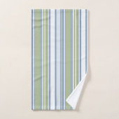 Dark Pastel Blue and Spring Rain Stripes Bad Handdoek (Handdoek)