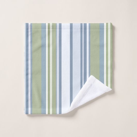 Dark Pastel Blue and Spring Rain Stripes Bad Handdoek (Wasdoekje)