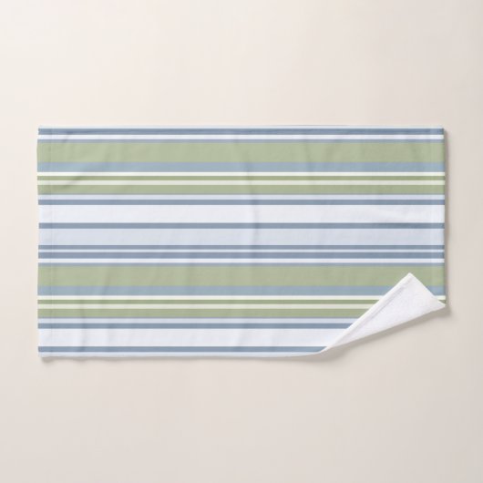 Dark Pastel Blue and Spring Rain Stripes Bad Handdoek (Handdoek)