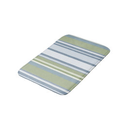 Dark Pastel Blue and Spring Rain Stripes Badmat