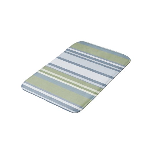 Dark Pastel Blue and Spring Rain Stripes Badmat (Gekanteld)