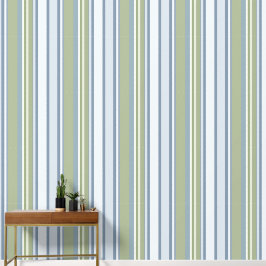 Dark Pastel Blue and Spring Rain Stripes Behang