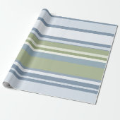Dark Pastel Blue and Spring Rain Stripes Cadeaupapier (Uitgerold)
