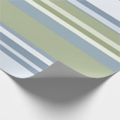 Dark Pastel Blue and Spring Rain Stripes Cadeaupapier (Hoek)