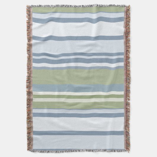 Dark Pastel Blue and Spring Rain Stripes Deken (Voorkant Verticaal)
