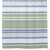 Dark Pastel Blue and Spring Rain Stripes Douchegordijn (Voorkant)