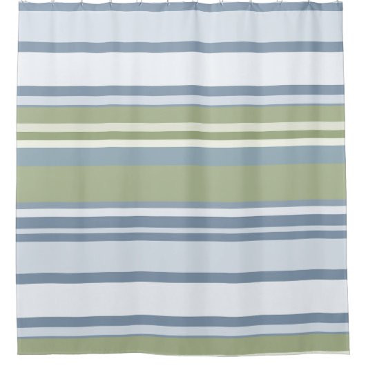 Dark Pastel Blue and Spring Rain Stripes Douchegordijn (Voorkant)