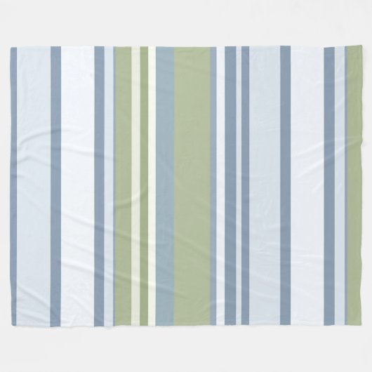 Dark Pastel Blue and Spring Rain Stripes Fleece Deken (Voorkant (Horizontaal))