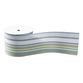 Dark Pastel Blue and Spring Rain Stripes Grosgrain Lint
