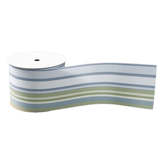 Dark Pastel Blue and Spring Rain Stripes Grosgrain Lint (Spoel)