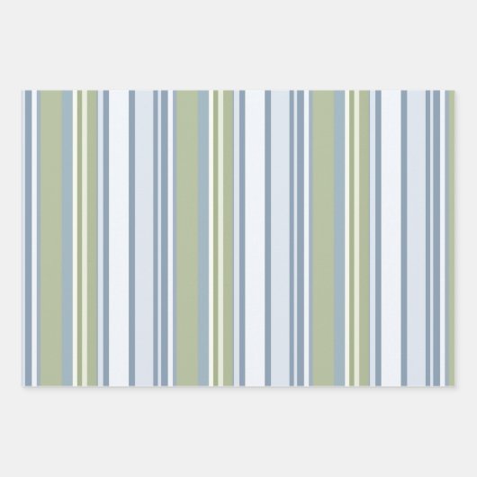 Dark Pastel Blue and Spring Rain Stripes Inpakpapier Vel (Voorkant 3)