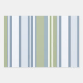 Dark Pastel Blue and Spring Rain Stripes Inpakpapier Vel (Voorkant)
