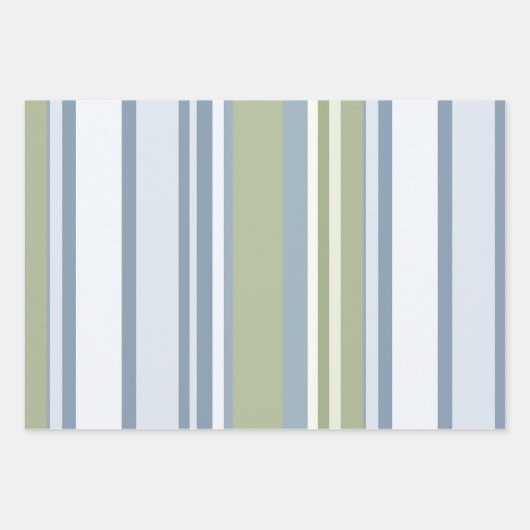 Dark Pastel Blue and Spring Rain Stripes Inpakpapier Vel (Voorkant)