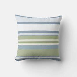 Dark Pastel Blue and Spring Rain Stripes Kussen