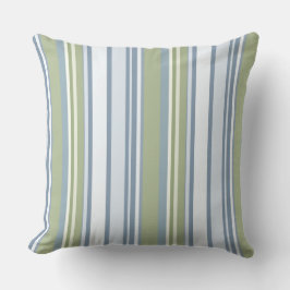 Dark Pastel Blue and Spring Rain Stripes Kussen