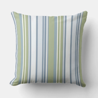 Dark Pastel Blue and Spring Rain Stripes Kussen