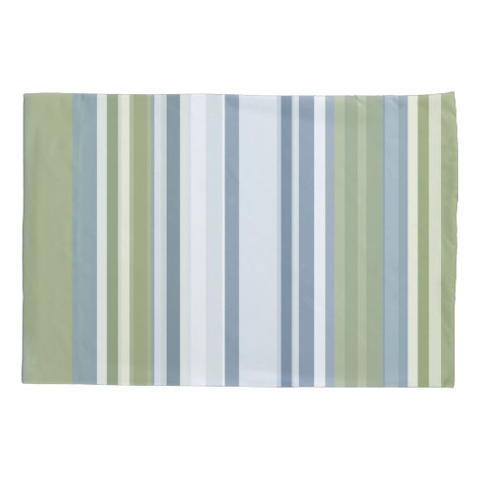 Dark Pastel Blue and Spring Rain Stripes Kussensloop (Achterkant)