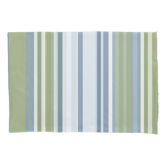 Dark Pastel Blue and Spring Rain Stripes Kussensloop (Voorkant)
