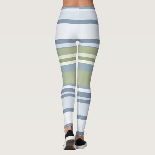 Dark Pastel Blue and Spring Rain Stripes Leggings (Achterkant)
