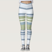 Dark Pastel Blue and Spring Rain Stripes Leggings (Voorkant)