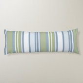 Dark Pastel Blue and Spring Rain Stripes Lichaamskussen (Achterkant)