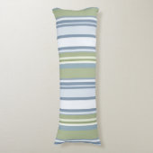 Dark Pastel Blue and Spring Rain Stripes Lichaamskussen (Voorkant Verticaal)