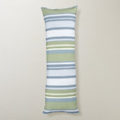 Dark Pastel Blue and Spring Rain Stripes Lichaamskussen (Achterkant (Verticaal))