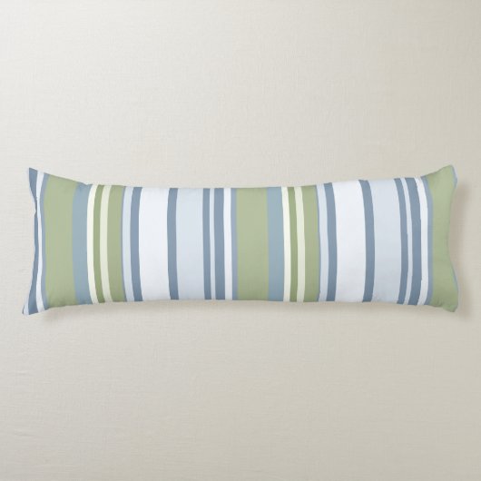 Dark Pastel Blue and Spring Rain Stripes Lichaamskussen (Voorkant)