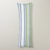 Dark Pastel Blue and Spring Rain Stripes Lichaamskussen (Achterkant (Verticaal))