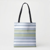 Dark Pastel Blue and Spring Rain Stripes Tote Bag (Voorkant)