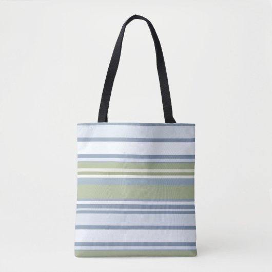 Dark Pastel Blue and Spring Rain Stripes Tote Bag (Voorkant)