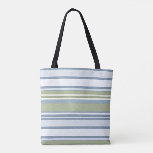 Dark Pastel Blue and Spring Rain Stripes Tote Bag (Achterkant)
