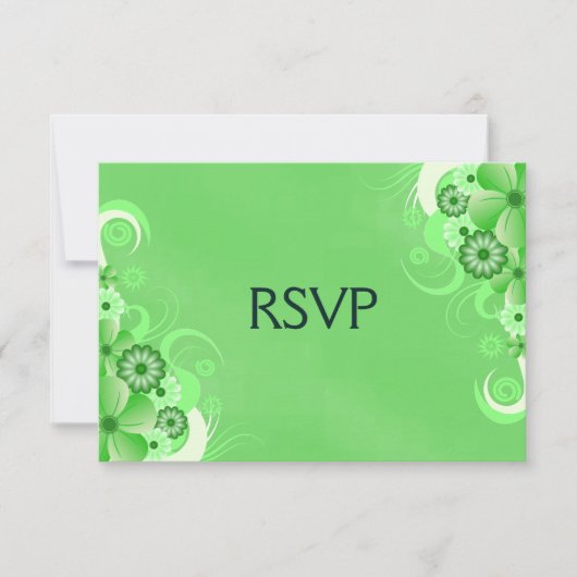 Dark Pastel Groen Bloemen RSVP Reactie Kaarten (Voorkant)