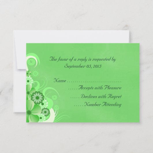 Dark Pastel Groen Bloemen RSVP Reactie Kaarten (Achterkant)