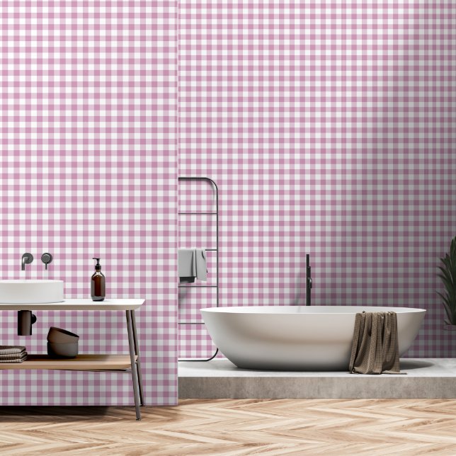 Dark Pastel Pink Check Green Buffalo Plaid Behang (Badkamer)