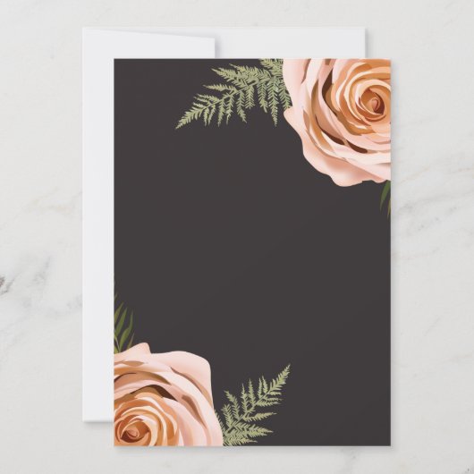 Dark Peach Bloemen Rozen Rustiek Shabby Chic Bruil Kaart (Achterkant)