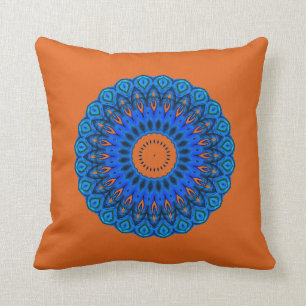 Dark Peach Love the Mandala Blues Square Pillow Kussen