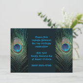 Dark Peacock Feather Birthday Kaart (Staand voorkant)