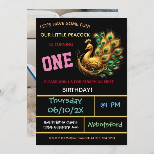 Dark Peacock verjaardagsviering - 1 jaar! Kaart (Voorkant / Achterkant)