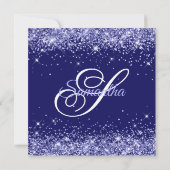 Dark Periwinkle Glitter Indigo Blue 60th Birthday Kaart (Achterkant)