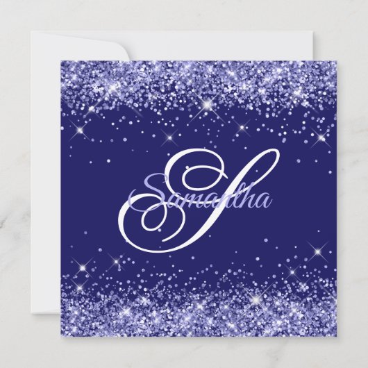 Dark Periwinkle Glitter Indigo Blue 60th Birthday Kaart (Achterkant)