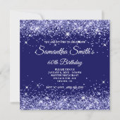 Dark Periwinkle Glitter Indigo Blue 60th Birthday Kaart (Voorkant)