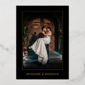 Dark Photo Editorial Magazine Elegant Wedding Gold Folie Uitnodiging (Achterkant)