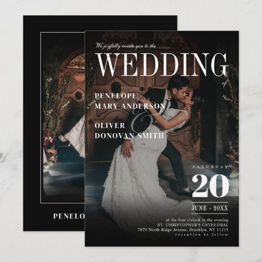 Dark Photo Magazine Nieuwsbrief Elegante bruiloft Kaart (Voorkant / Achterkant)