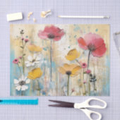 Dark Pink and Yellow Large Watercolor Flowers Tissuepapier (Craft)