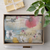 Dark Pink and Yellow Large Watercolor Flowers Tissuepapier (Geschenk)