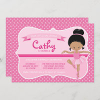 Dark Pink Ballerina Birthday Uitnodiging